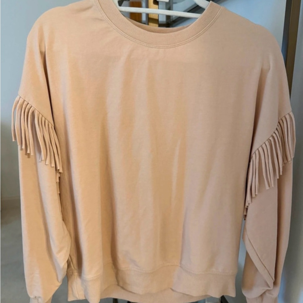 sundays Blush Fringe Crewneck Sweatshirt